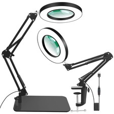 12X Magnifier with Light, 2-in-1 Magnifying Lamp with Light and Stand, 5 Colo...