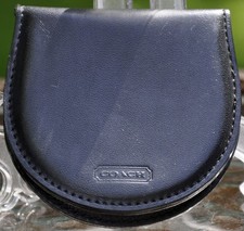 Vintage Coach Black Leather Horseshoe-style Coin Change Purse Snap Closure