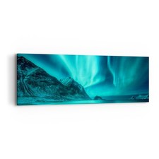 Quadro su Tela 90x30cm Paesaggio Polo Nord Aurora Boreale Stampe Immagini Murale
