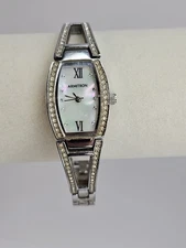 Armitron Women’s Dress Watch Silver Tone Crystal Accents Mother of Pearl Dial