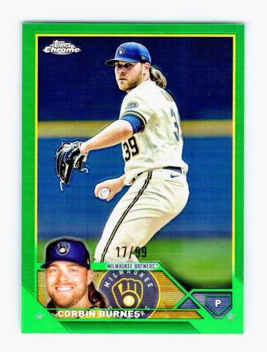2023 Topps Chrome #214 Corbin Burnes Green Refractor #/99