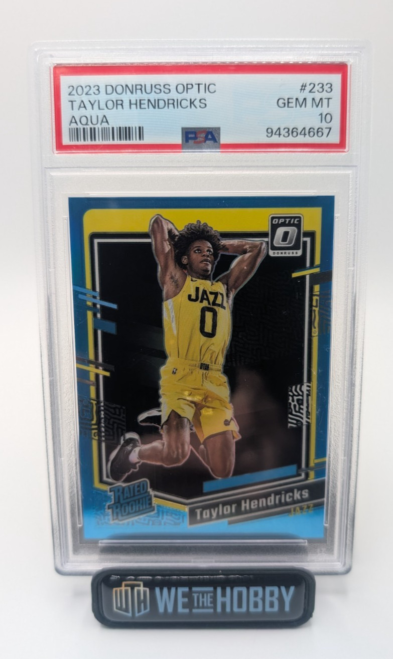 Taylor Hendricks 2023 Panini Donruss Optic Aqua Prizm Rated Rookie /249 PSA 10
