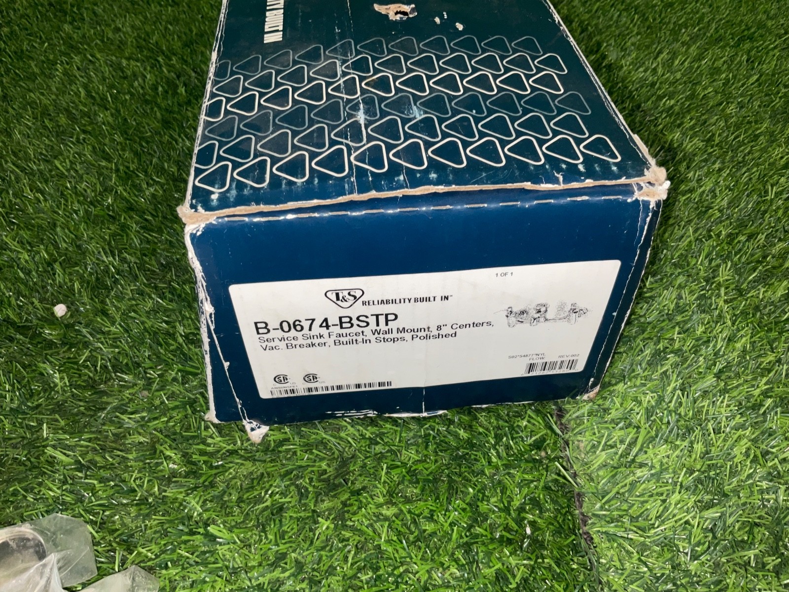 T&S B-0674-BSTP Sink Faucet, Wall Mount, 8" Centers, Vac. Breaker, Pol. 1484 3E