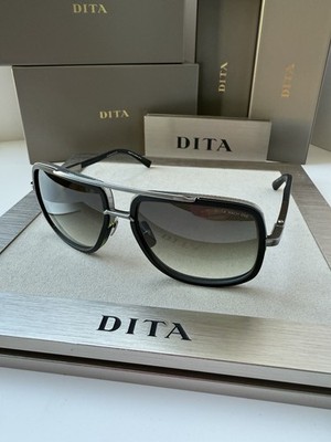 DITA MACH ONE DRX-2030-E Matte Black Antique Silver Grey Gradient Sunglasses