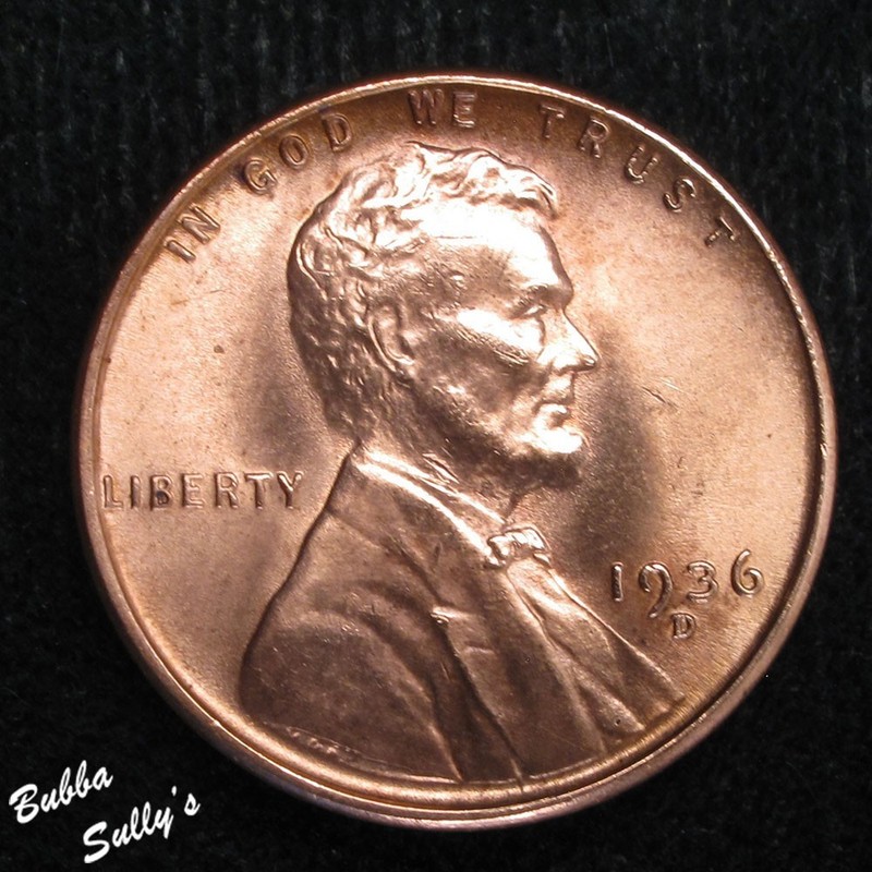 1936 D Lincoln Cent UNCIRCULATED Red Details
