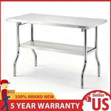 Stainless Steel Folding Work Table Commercial Kitchen Prep Table 48 x 24/30 Inch