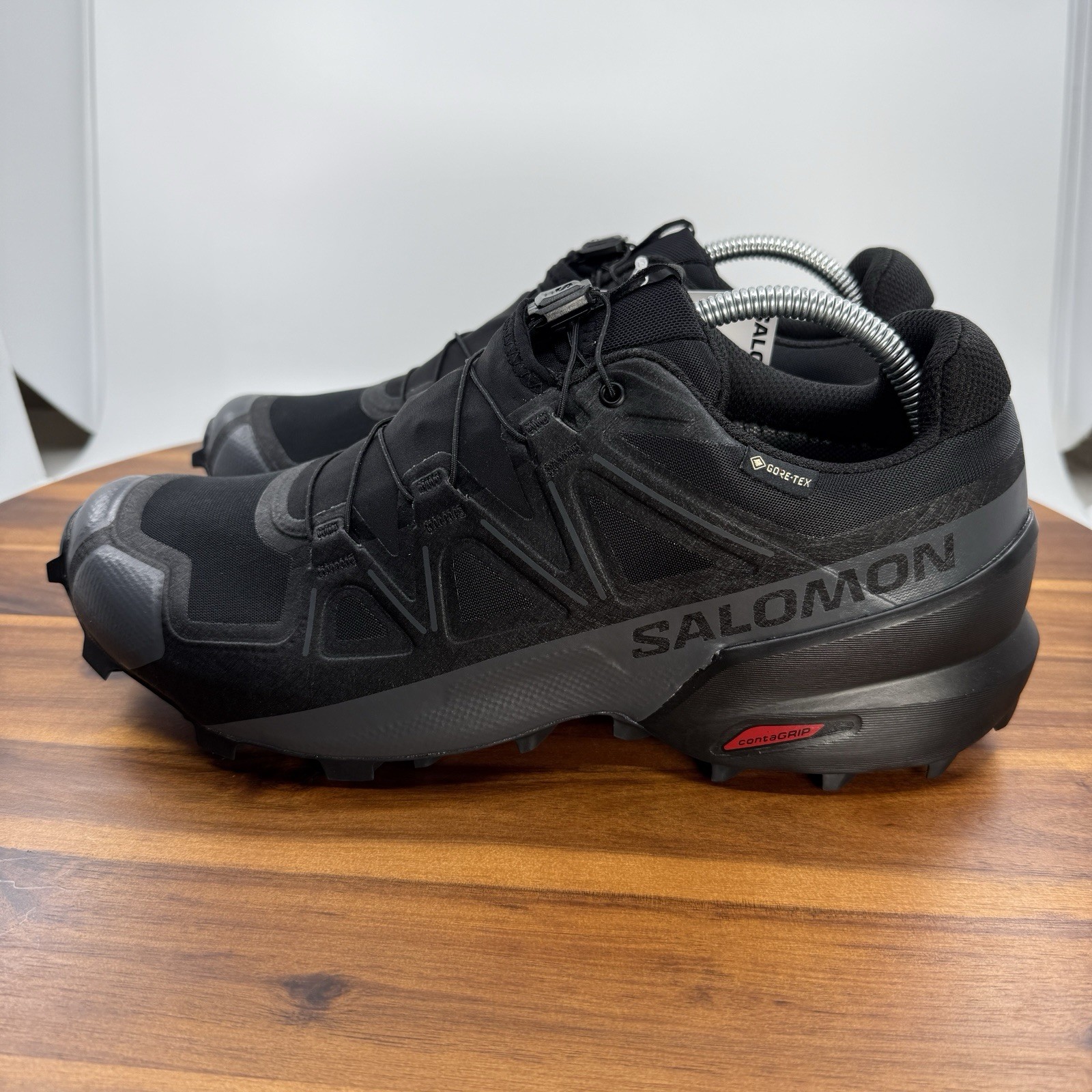 Scarpe Salomon Speedcross GTX da uomo taglia 10 nere tonalità silenziose escursionismo trail outdoor