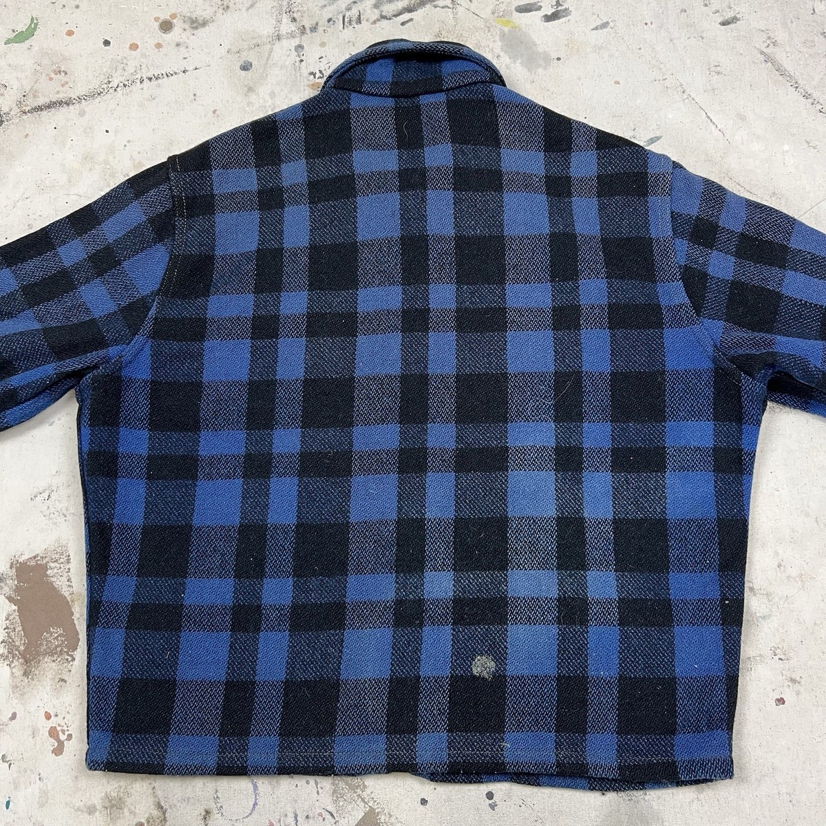 Vintage 40s 50s Canadian Blue Plaid Cropped Jacket Mens XL