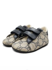 GUCCI Blue and Grey GG Supreme Baby Gucci Ace Sneakers Shoes Size 3.5 Baby