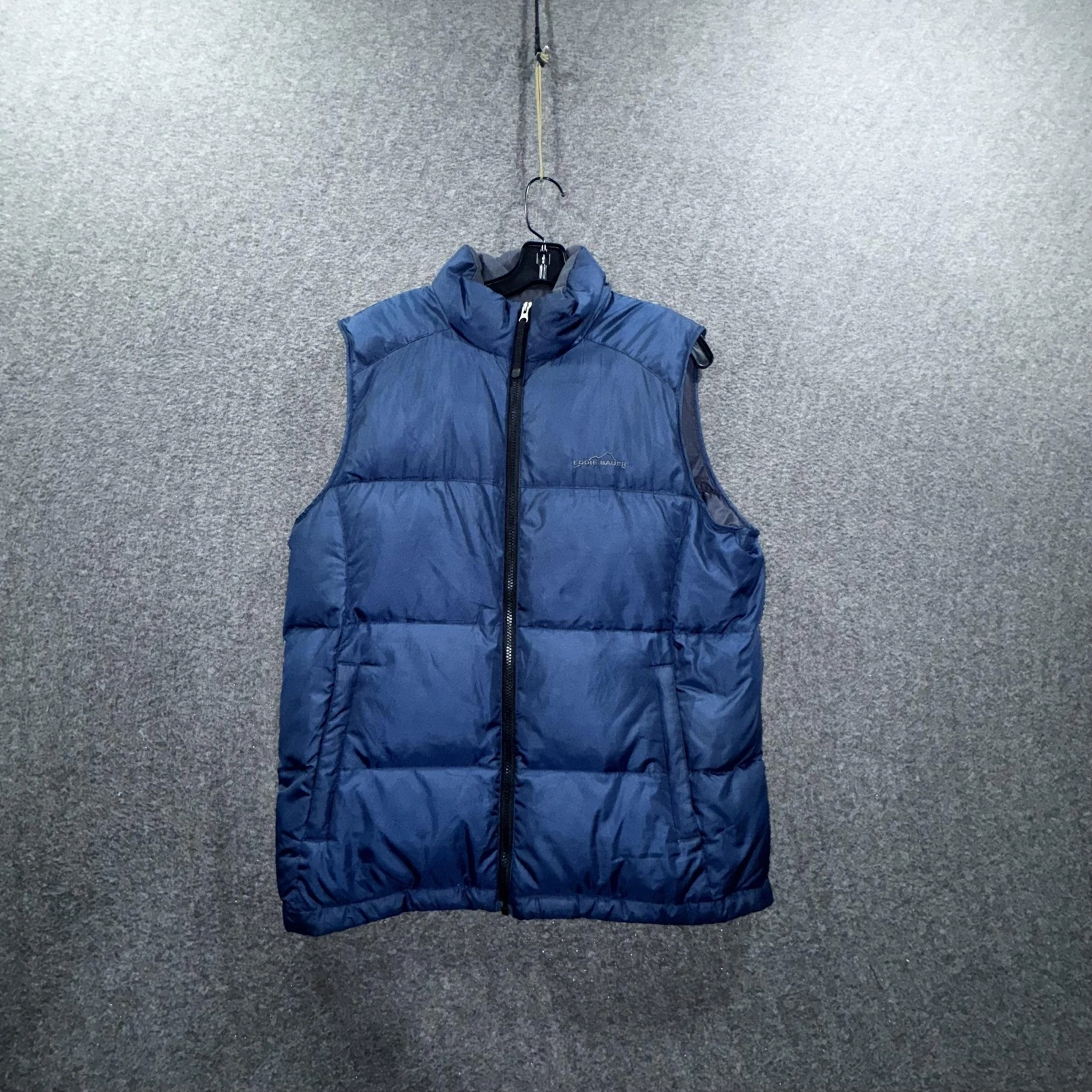 Eddie Bauer Vest Mens Medium Blue Premium Goose Down Packable Puffer Quilted
