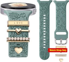 Flower Engraved 2 Pack Only Strap For Samsung Galaxy Watch 8 40mm Charms