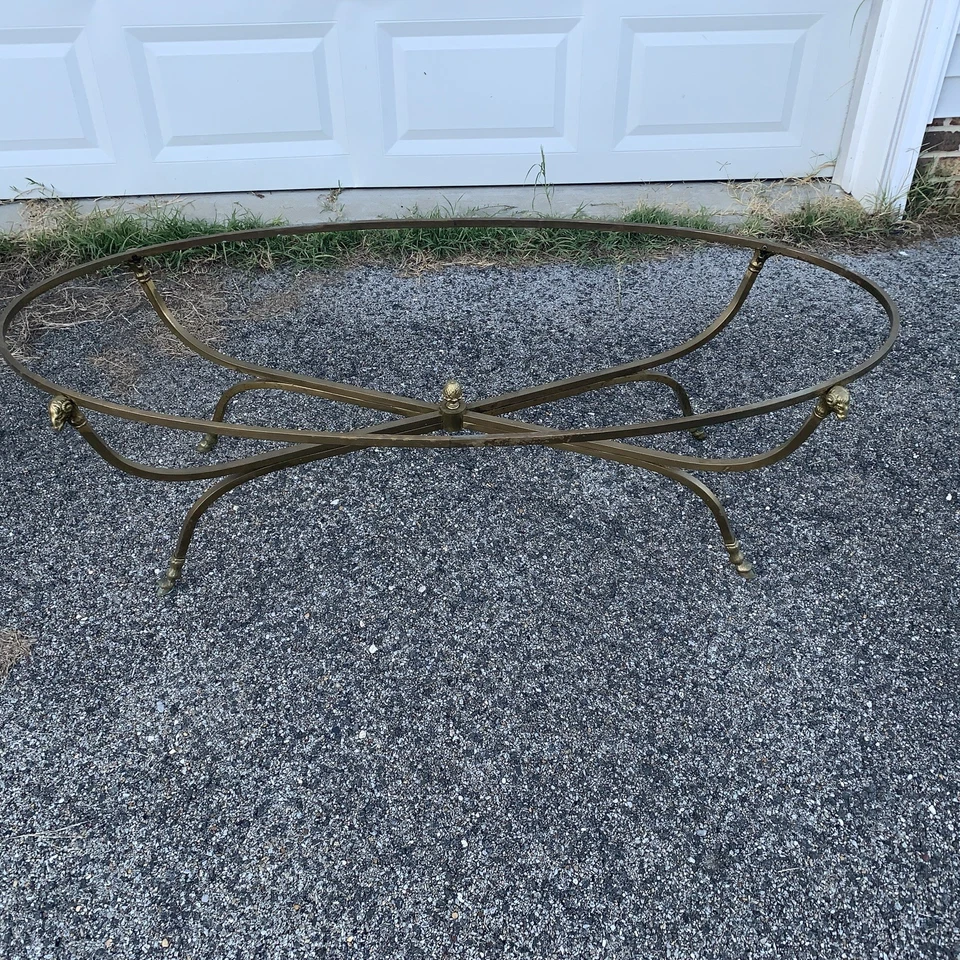 Maison Jansen Ram Head Metal & Glass Table MCM Made In Italy - Image 2 of 4