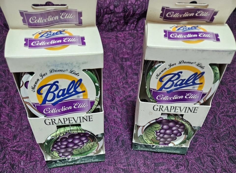 De colección Ball Collection Elite Grapevine Mason Tarro Cúpula Tapas 2 Juegos De 6 Nuevo Foto 2 de 3
