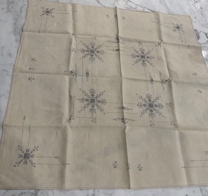 Vnt Madeira Hand Embroidered Linen Tablecloth Square 34” and 4 Napkins New
