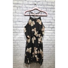 LIBIAN Women Plus 3X Cottagecore Flowy Sheer Chiffon Floral Halter Dress Boho