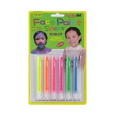 6 Neon Colors Face Paint Stick Crayons Easy to Apply  Remove, Safe for Kids