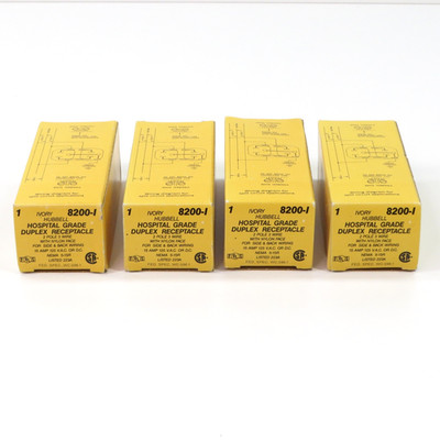 Lot of (4) New Old Stock Hubbell 8200-I Duplex Receptacle Hospital Grade 15A