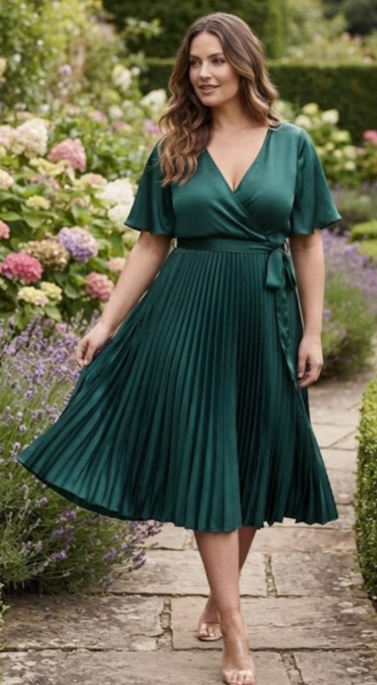 New In The Style Jac Jossa Pleated Wrap Midi Dress Green Size UK 16 image 7