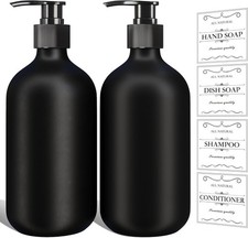 2Pcs Black Soap Dispenser, 16oz Plastic Dish Hand Soap Dispenser for Kitchen,