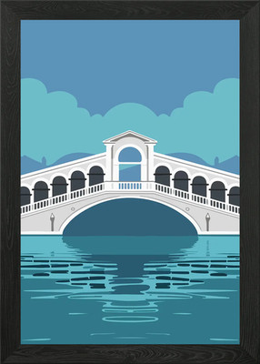 Rialtobrücke in Venedig über Kanal gerahmtes Wandbild Poster Leinwanddruck Bild