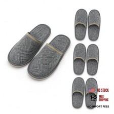 4 Pairs Disposable Slippers for Guests, Grey House Slippers Grey cotton