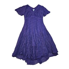 Rabbit Rabbit Rabbit Midi Dress Women 16 Purple Lace Empire Waist Boho Flowy