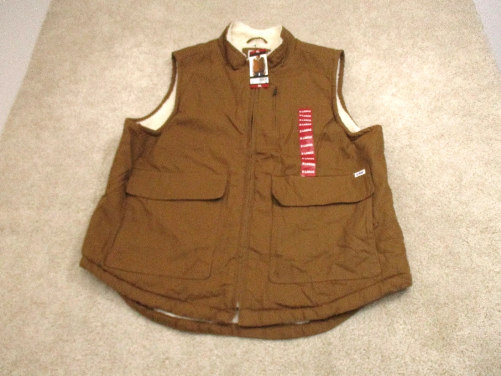 NWT Lee Men's X Large Premium Select Workwear Canvas Vest Sherpa Lined Tobacco