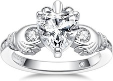 2.33cttw Moissanite Claddagh Irish Celtic Knot Crown Engagement Rings for Women