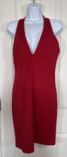 Forever 21 Red Halter Dress Sexy Body Con Deep Plunge Open Back Size M NWT