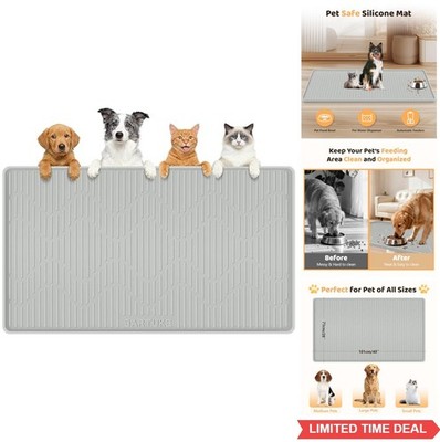 Extra Large Cat Dog Food Mat 40x28 Inch Silicone Waterproof Feeding Mat with