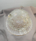 Vintage Pressed Glass Footed Ashtray 3  Wells Floral Pattern Clear Glass — photo 9