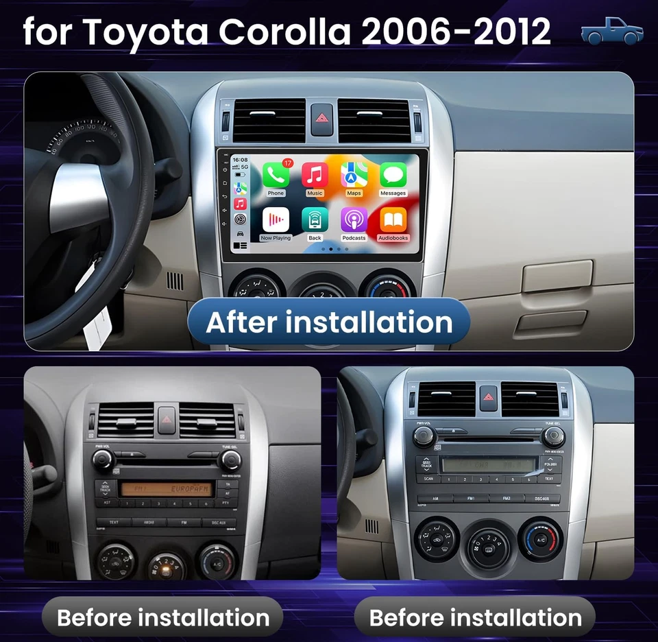 Android 14 Auto Radio CarPlay Für Toyota Corolla 2006-12 Navi GPS RDS SWC 8-Kern - Bild 2 von 4