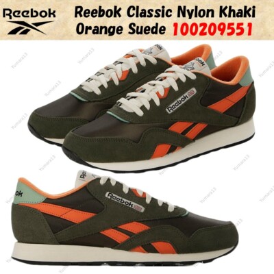 Reebok Classic Nylon Khaki Orange Suede 100209551 Men's Size