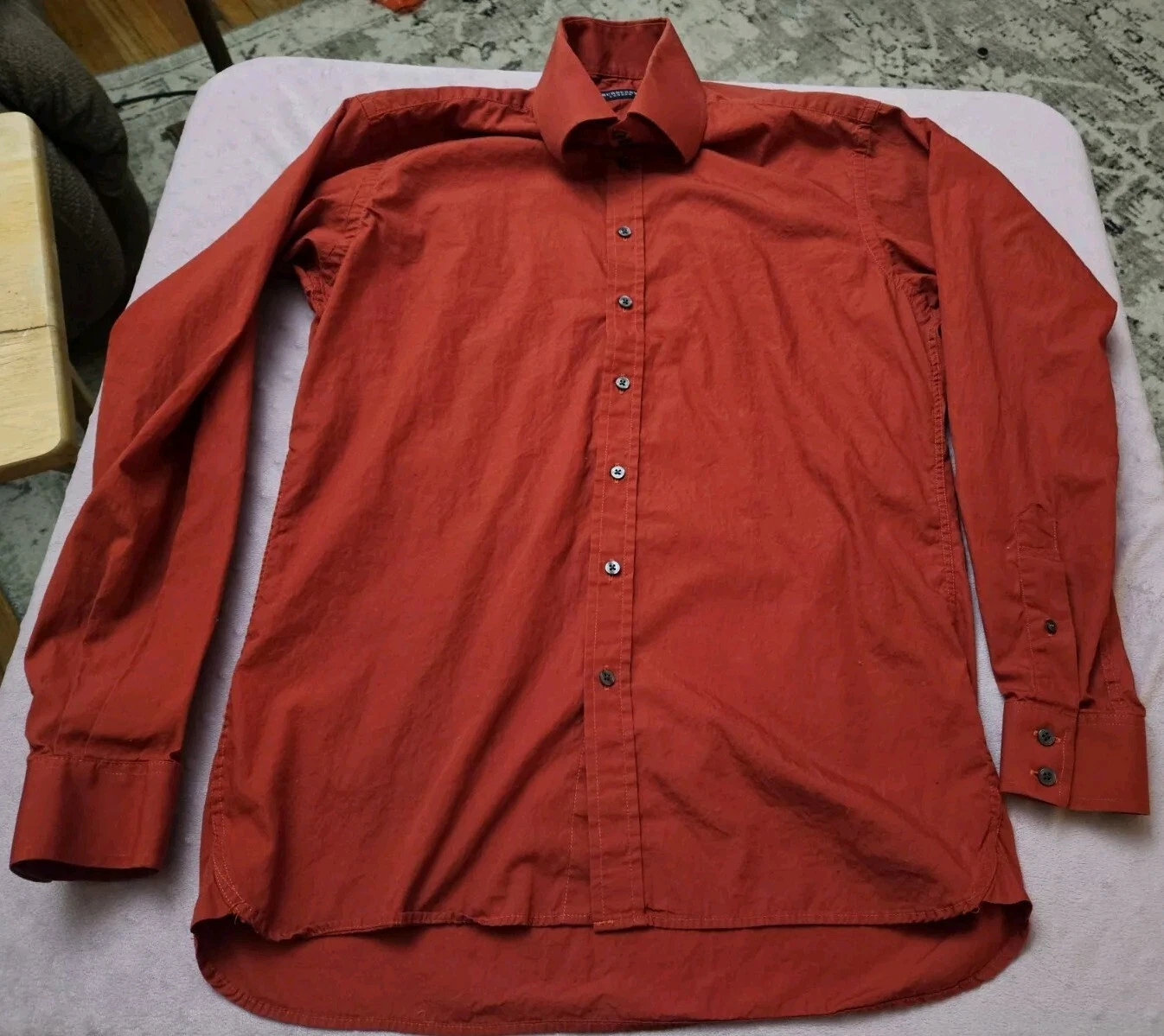 Abito Camicia Uomo BURBERRY London Taglia 15 1 2 39 Bottoni Manica Lunga Lavoro Rosso