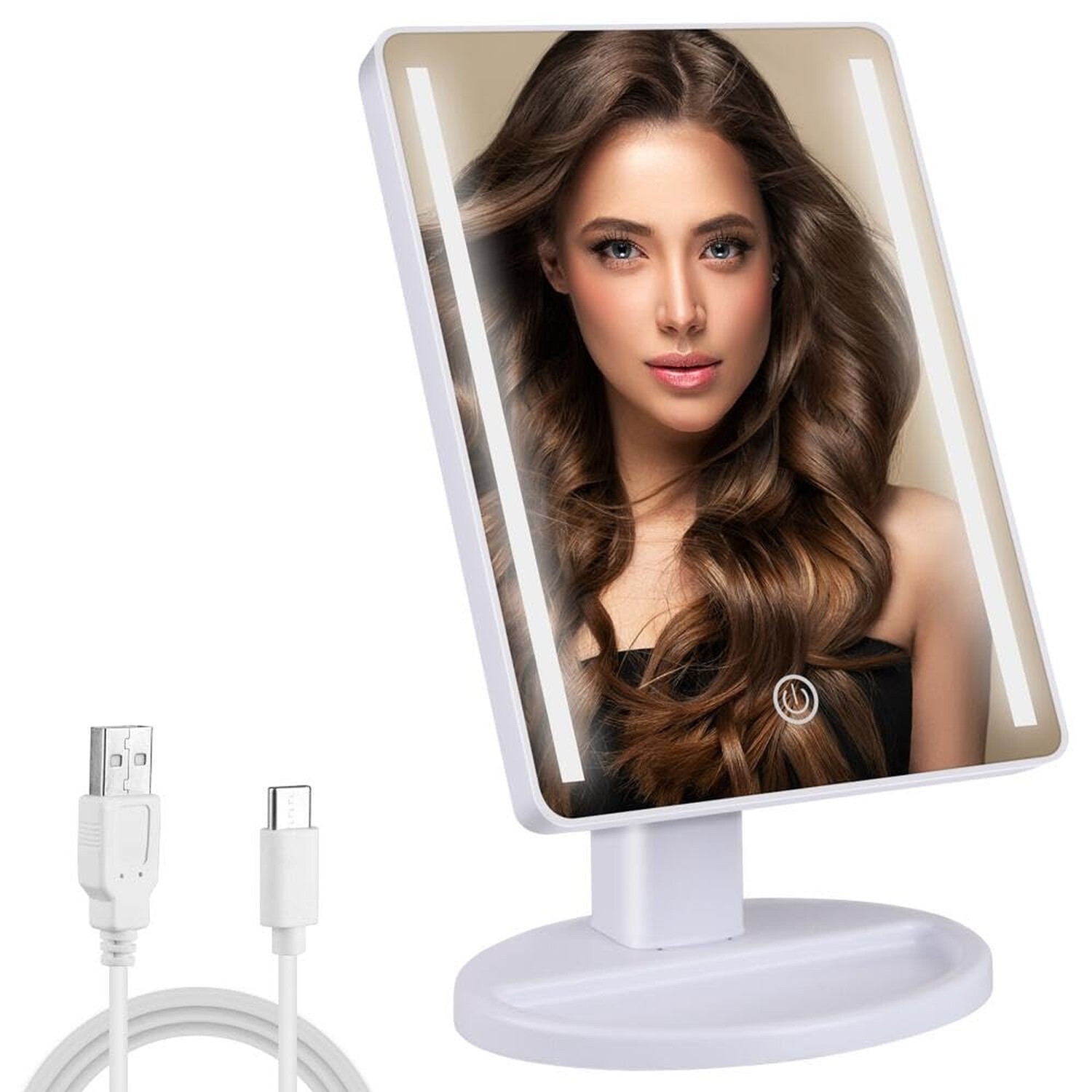 LED Vanity Mirror with Touch Screen 180° Rotation Adjustable Brightness