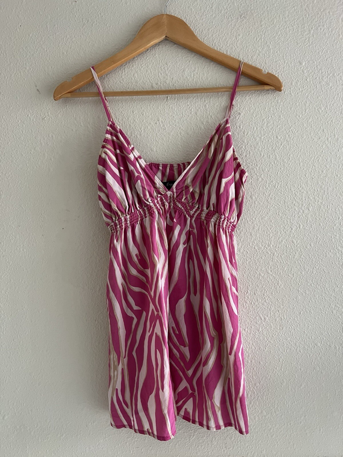 Express Y2K Babydoll Pink Top Size Small Silk Boho Feminine Festival