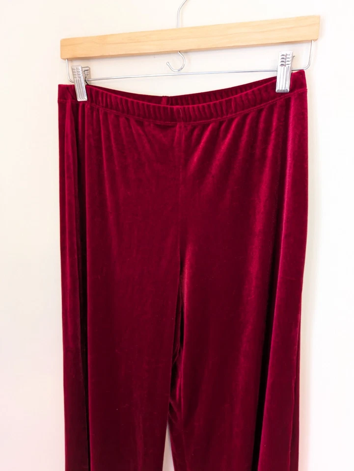 Pantalones de terciopelo aplastado Whimsigoth vintage para mujer M pierna ancha grunge años 90 Y2K Foto 2 de 4