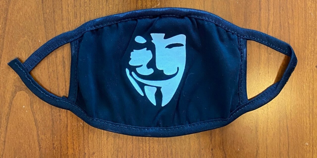 Guy Fawkes, V for Vendetta Face Mask, GLOW IN THE DARK , reusable