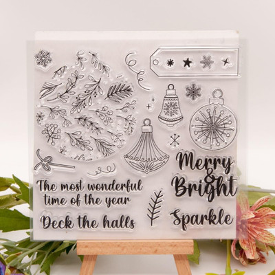 Merry Bright Transparent Clear Stamp for DIY Scrapbooking/Card Making/Kids Chris
