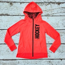 JUSTICE 12 Girls Hockey Orange/Pink Full Zip Hoodie DC-TT20