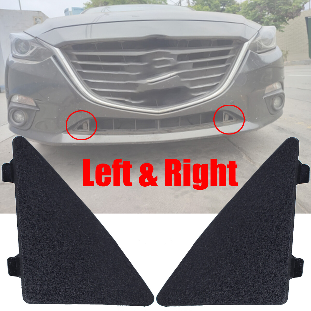 2pcs For Mazda 3 Axela BM Front Bumper Lower Grille Triangle Cap