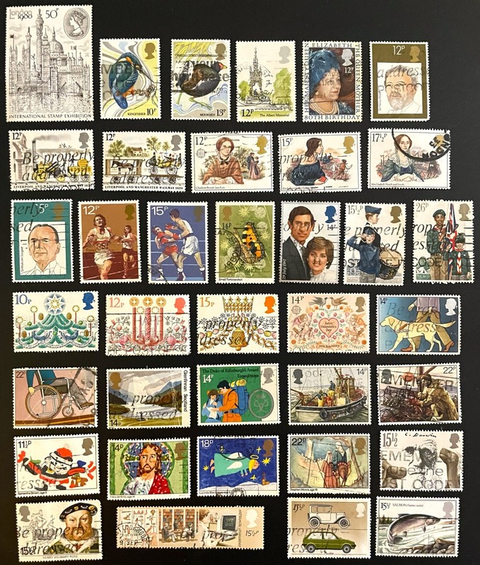 GREAT BRITAIN 1980'S NICE LOT COLLECTION OF 193 DIFFERENT STAMPS 1980-1989