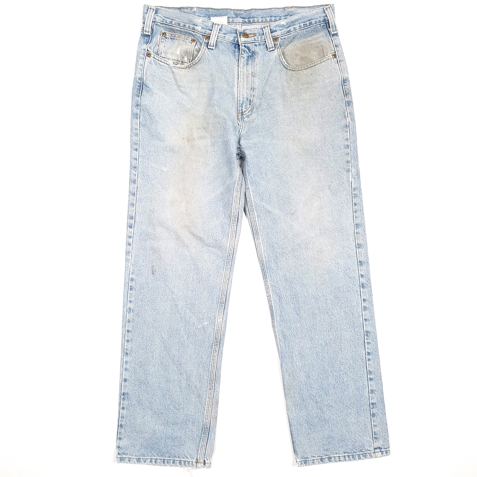 Mens CARHARTT Casual Regular Fit Blue Denim Relaxed Jeans Trousers W36 L31 image 2