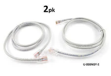 2-PACK 3ft Assembly Cat5e Ethernet Non-Boot RJ45 Network Cable, Grey