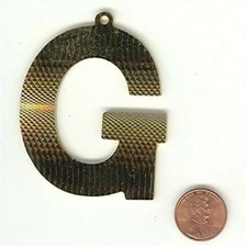 1 VINTAGE BRASS LETTER "G" DECO CUT 2.5" PENDANT Z620