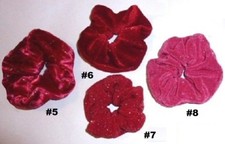 New Scrunchie hair tie soft Velvet Velour - Select ONE reds 1 Made in USA 
