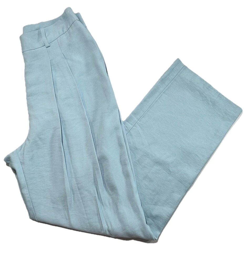 WAYF Daylight High Waist Wide Leg Pants Trousers Womens S Pleats Dusty Blue