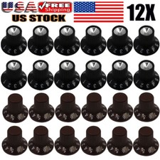 12PCS Guitar AMP Knob Amplifier Skirted Knobs Black Silver Cap For Fender P