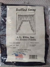 Ellis Curtain 404 Stacey Ruffled Swag, 60x38" Navy Color 