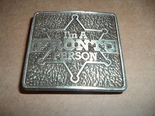 1981 I'm a Pronto Person ITT Phillips Drill Vintage Belt Buckle